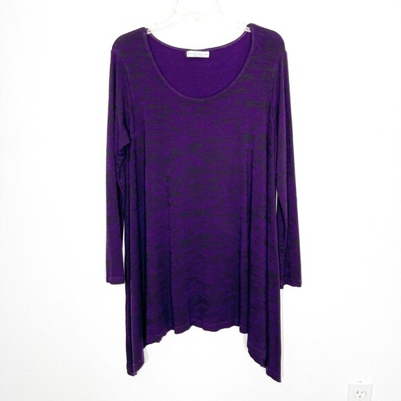 Bryn Walker Chester tunic top Purple Space Dye lagenlook Size S Oversized - Picture 2 of 8